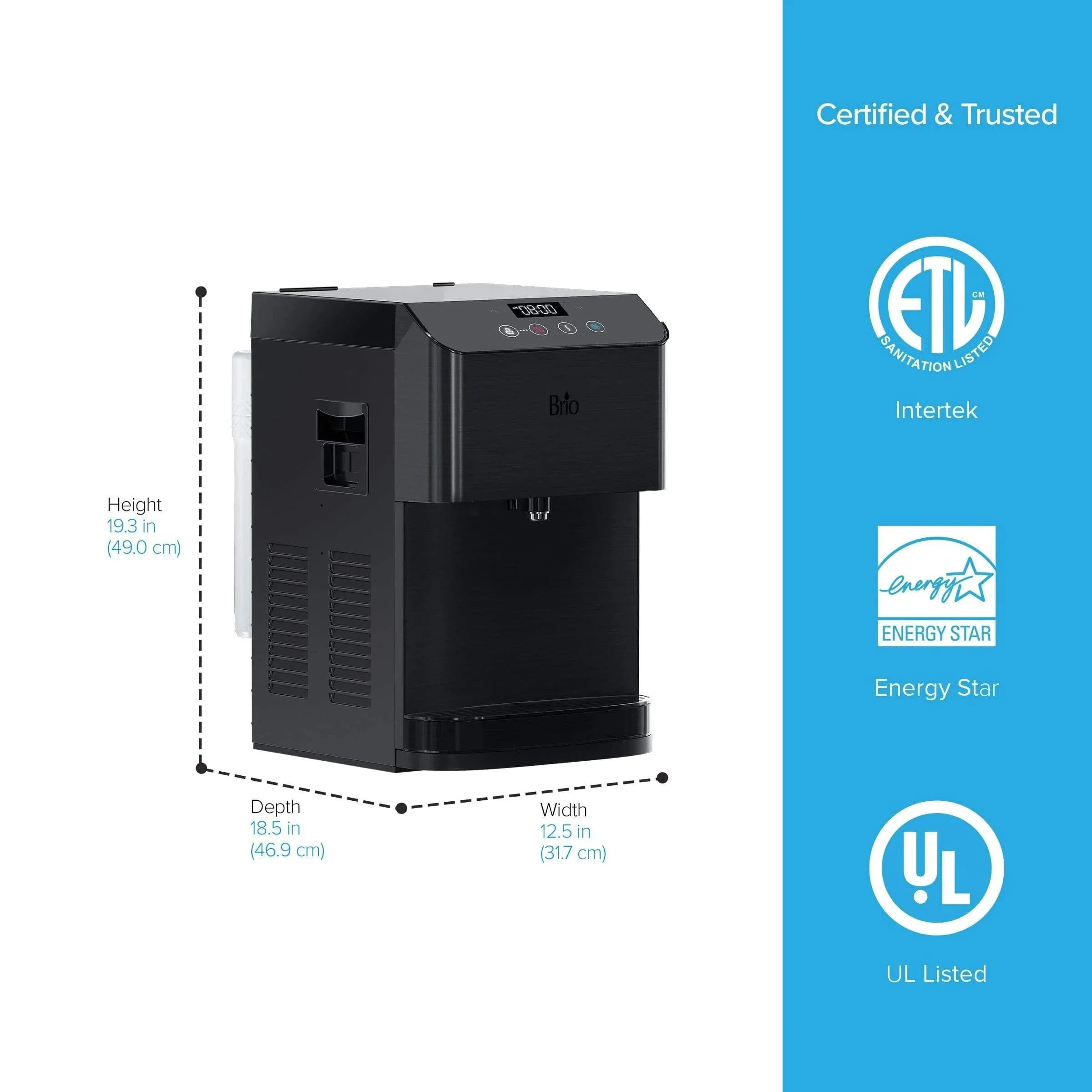 Brio Moderna 3-Stage Black Stainless Bottleless Countertop Water Cooler - Image 8