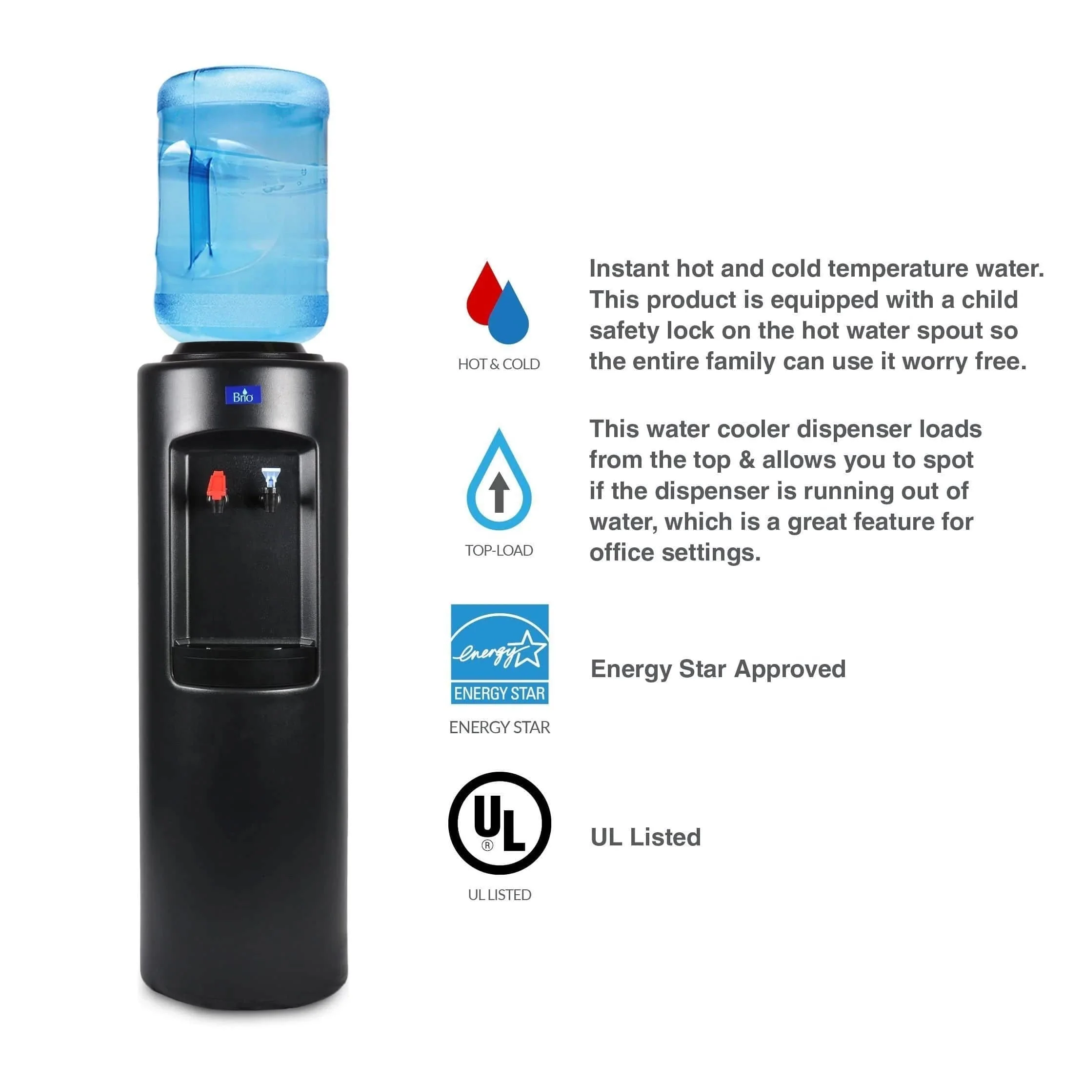 Brio 500 Series (Hot/Cold) Top Load Water Cooler - Image 3