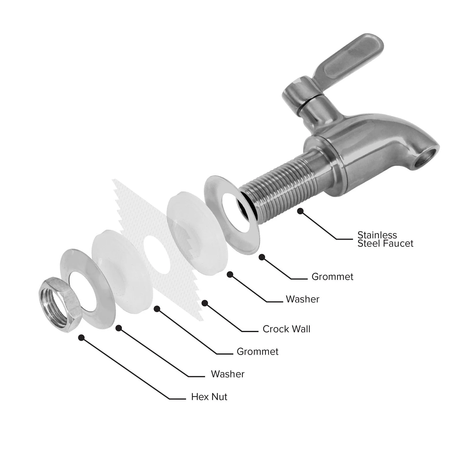GEO Porcelain Ceramic Crock Water Dispenser - Dark Gray Speckled - Image 6