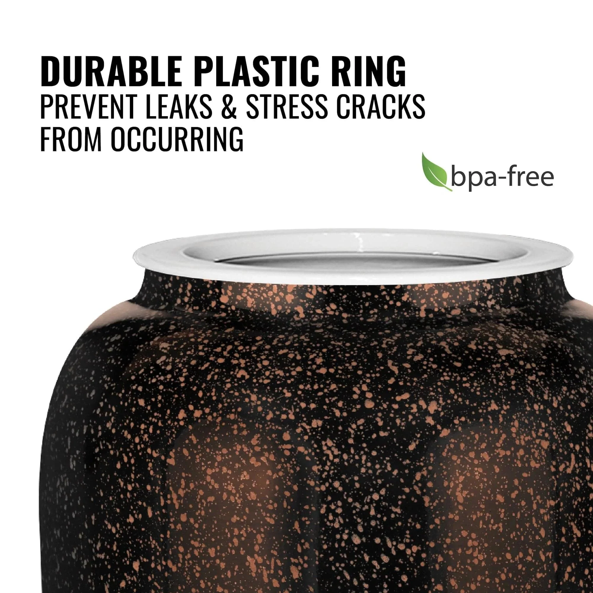 GEO Porcelain Ceramic Crock Water Dispenser - Black w/ Orange Speckles - Image 4