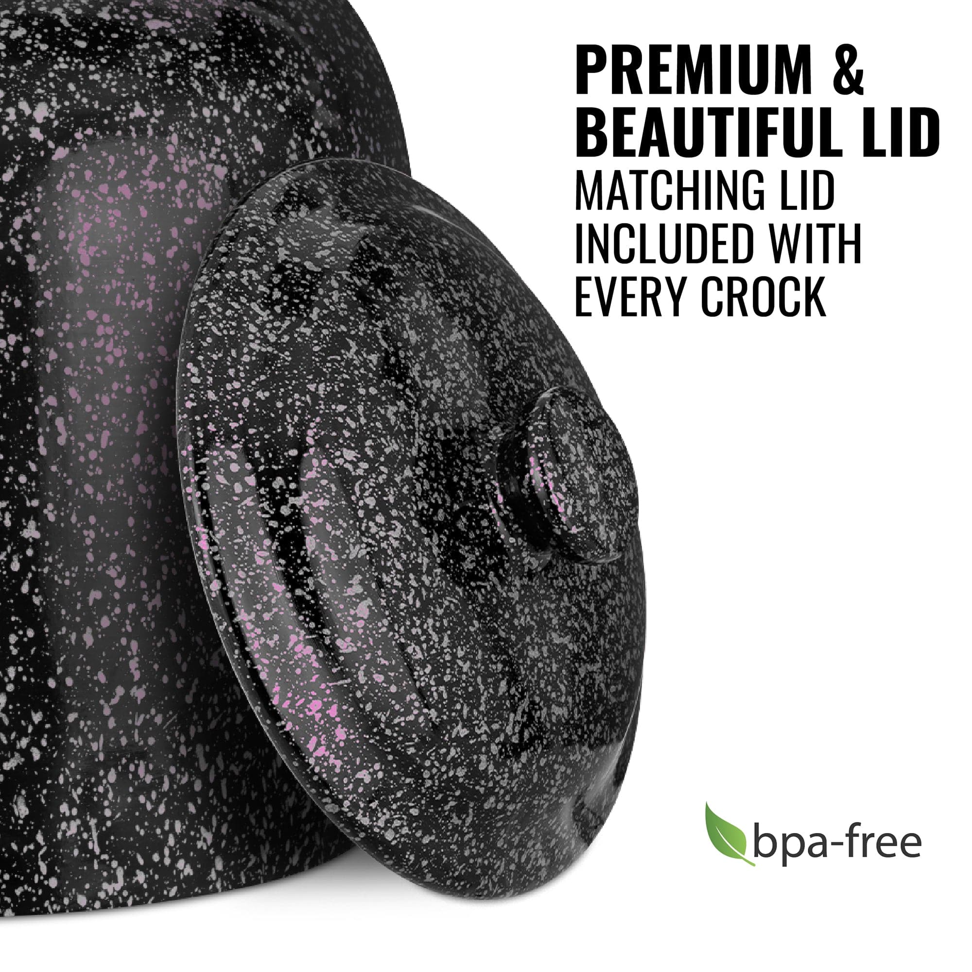 GEO Porcelain Ceramic Crock Water Dispenser - Black w/ Pink Speckles - Image 3