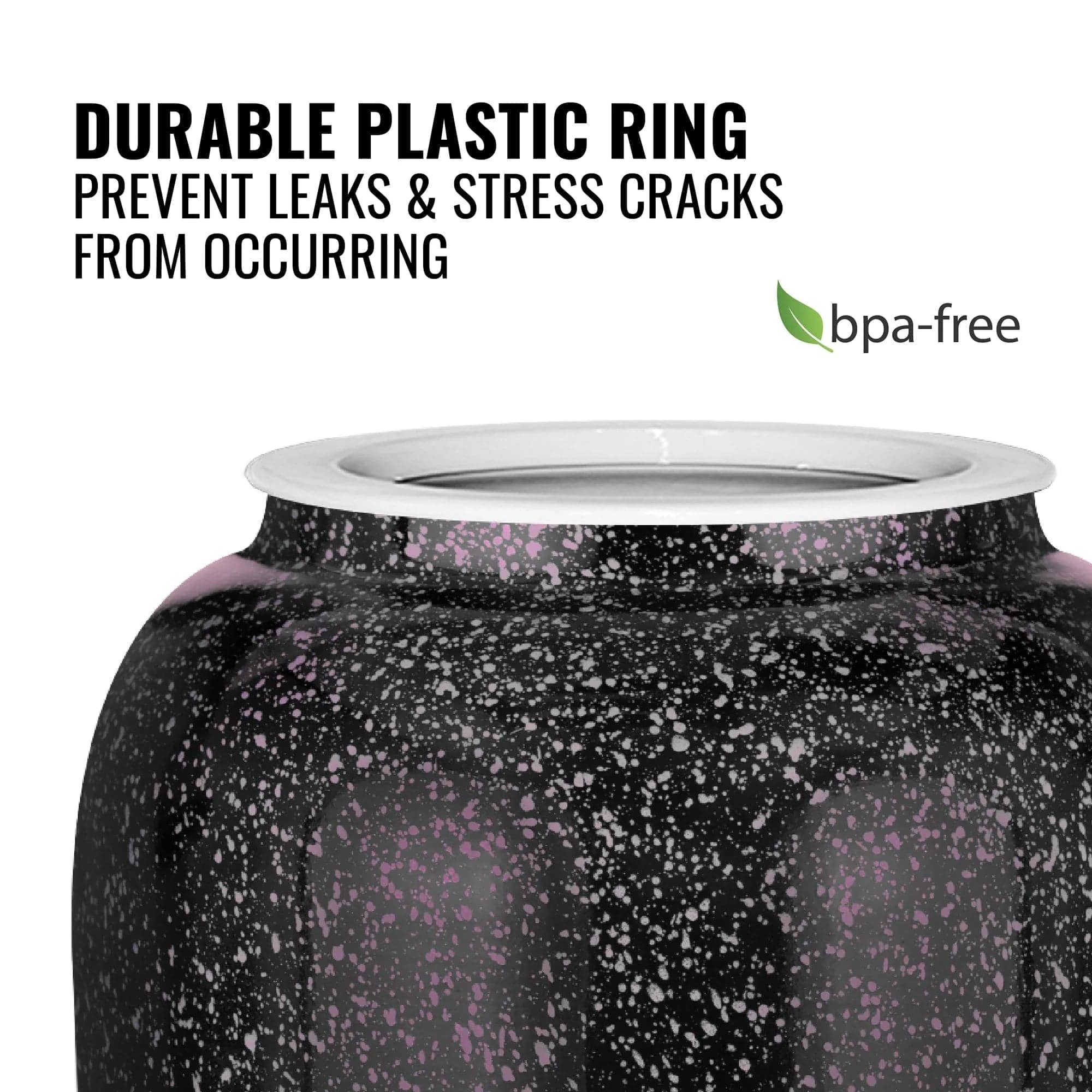 GEO Porcelain Ceramic Crock Water Dispenser - Black w/ Pink Speckles - Image 4