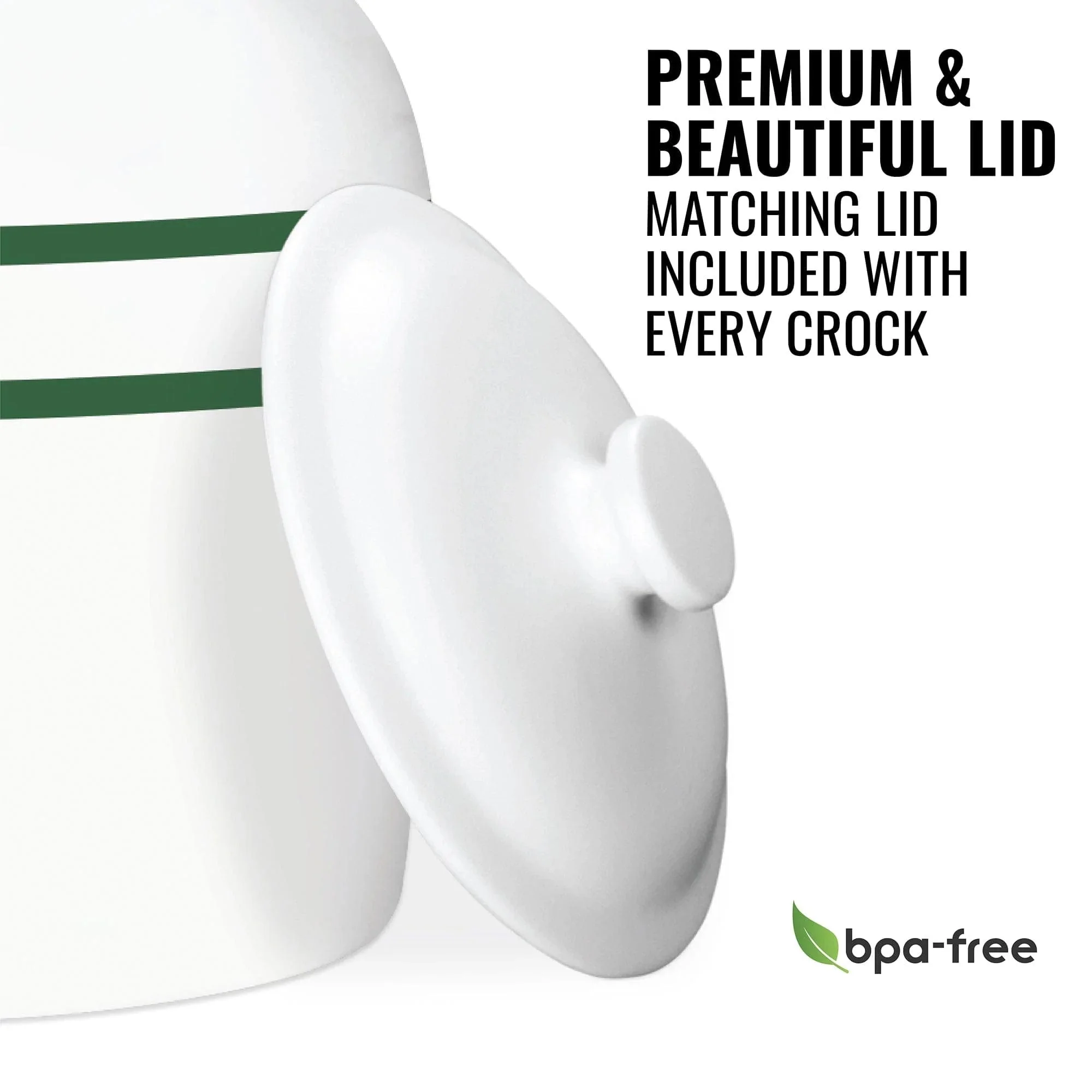 GEO Porcelain Ceramic Crock Water Dispenser - Green Stripe - Image 3