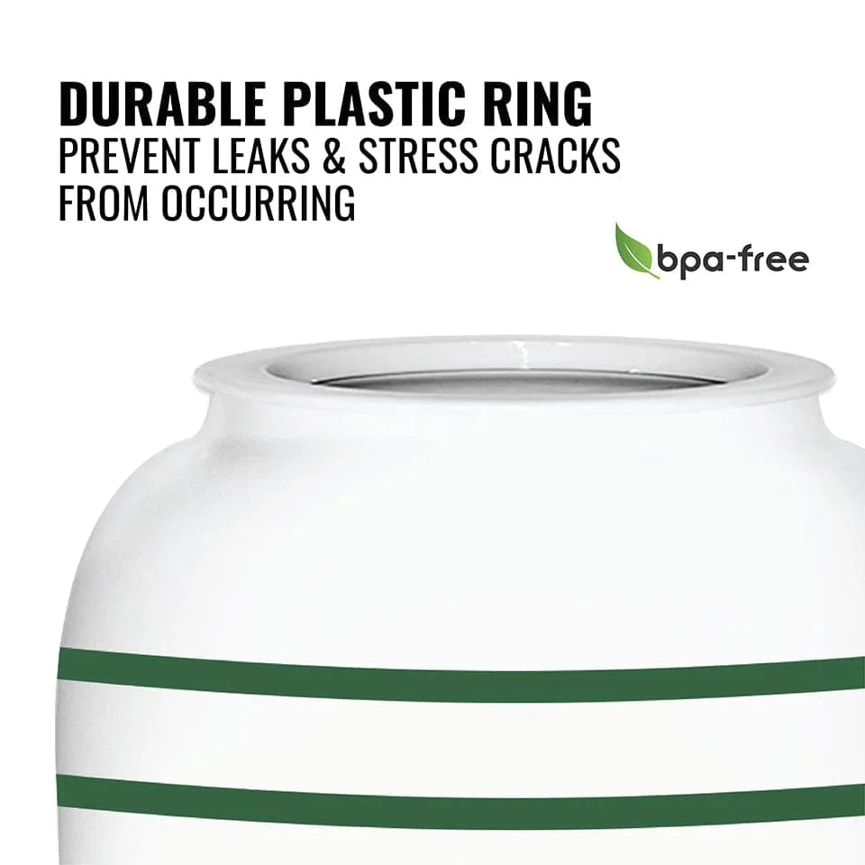 GEO Porcelain Ceramic Crock Water Dispenser - Green Stripe - Image 4