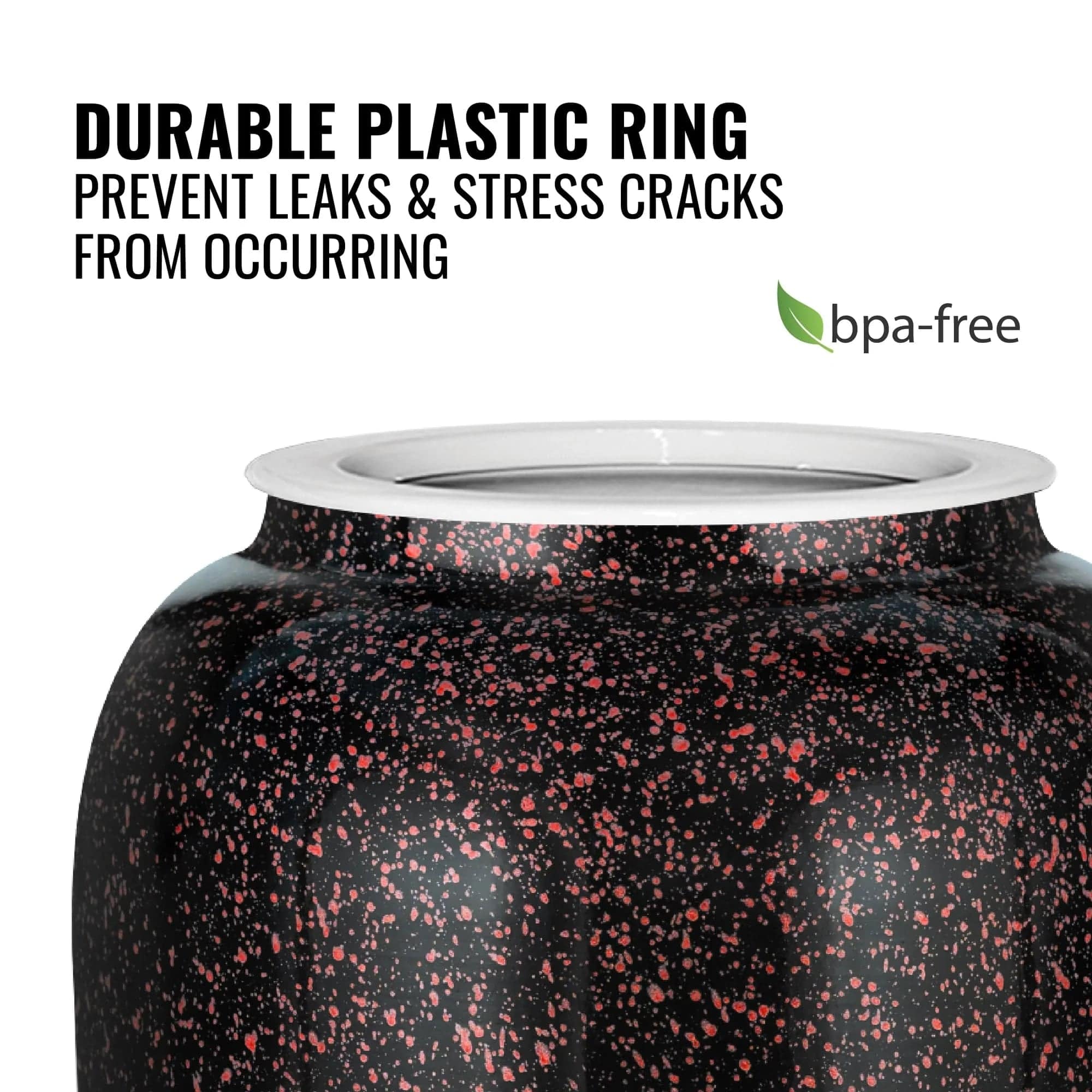 GEO Porcelain Ceramic Crock Water Dispenser - Black w/ Red Speckles - Image 4