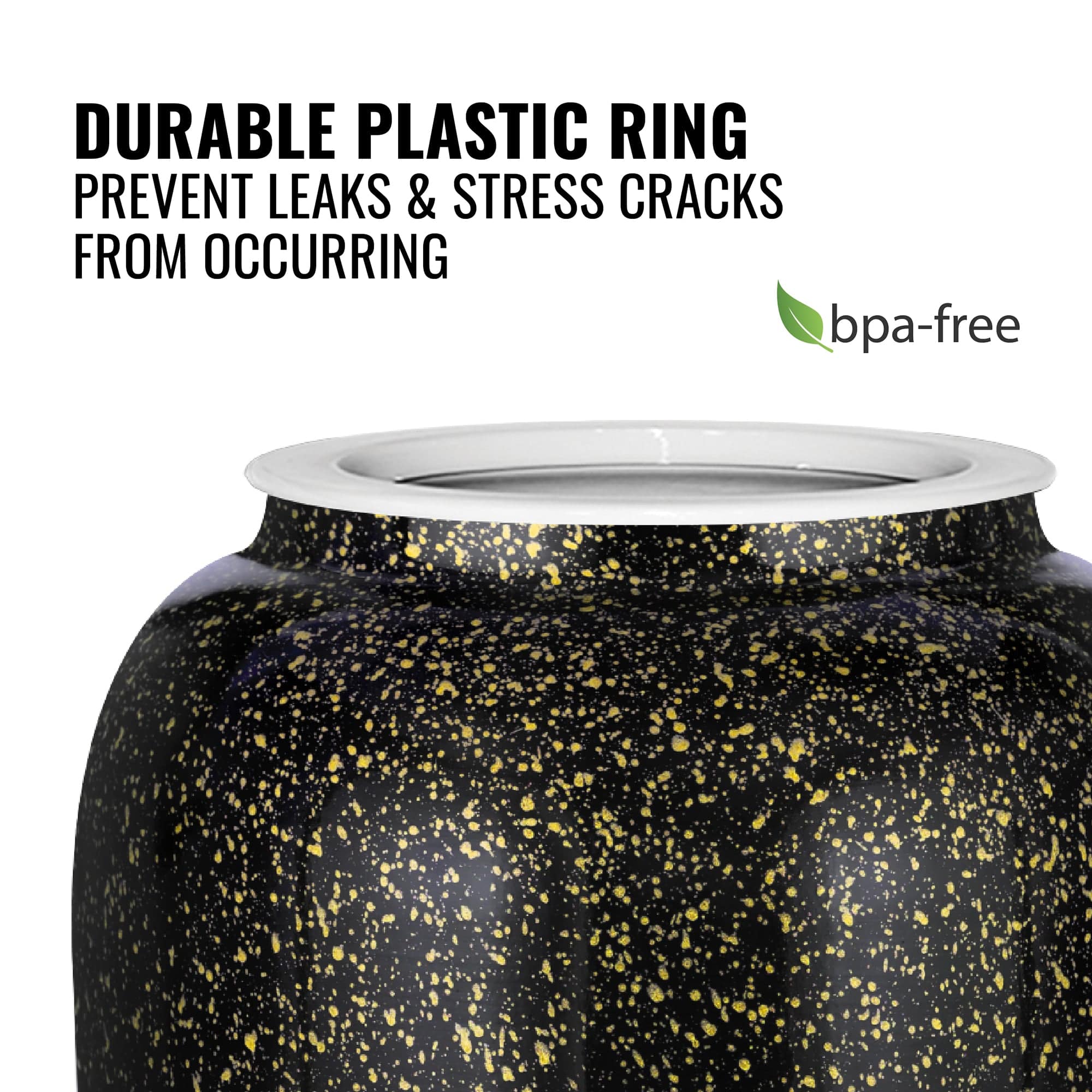 GEO Porcelain Ceramic Crock Water Dispenser - Black w/ Yellow Speckles - Image 4