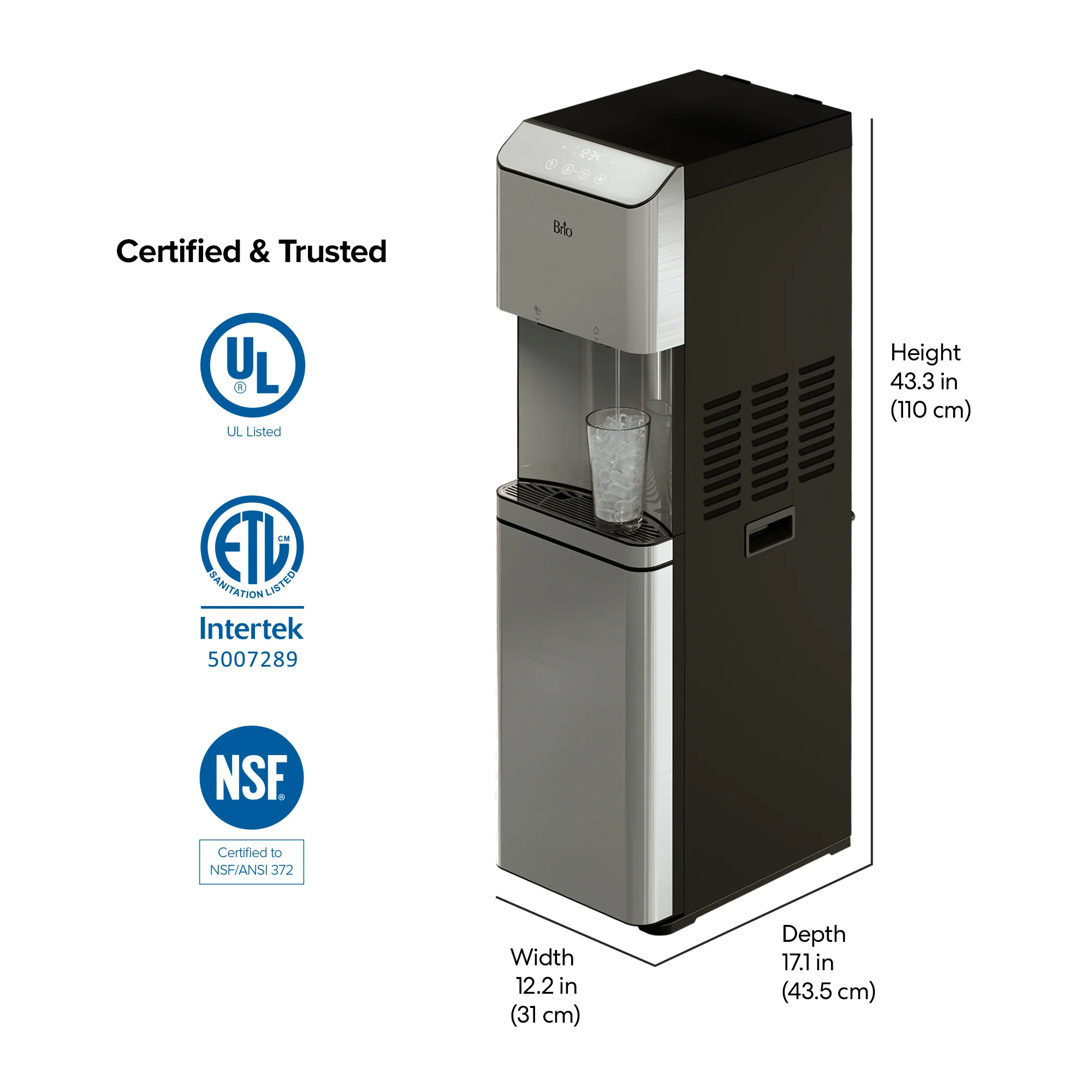 Brio Moderna 4-Stage Reverse Osmosis Filtered Ice + Hot/Cold Water Dispenser - Image 8