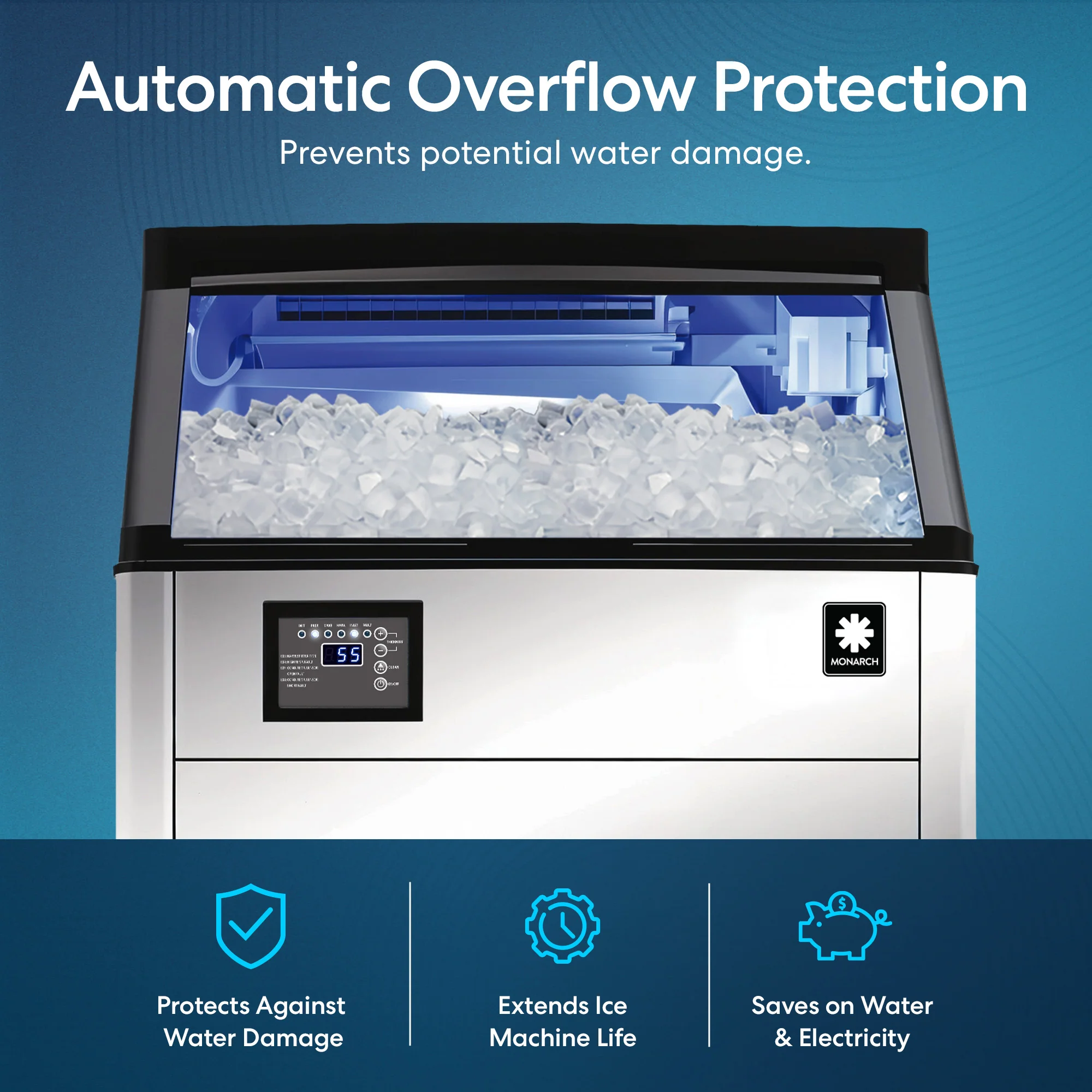 Monarch 280 lb. Capacity Ice Machine with 80 lb. Storage Bin - Image 6
