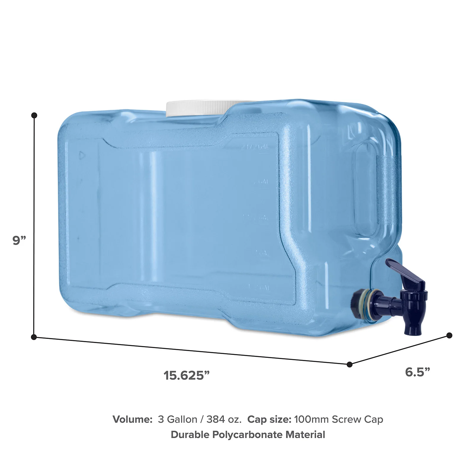 Three Gallon Polycarbonate Plastic Refrigerator Bottle - Image 4