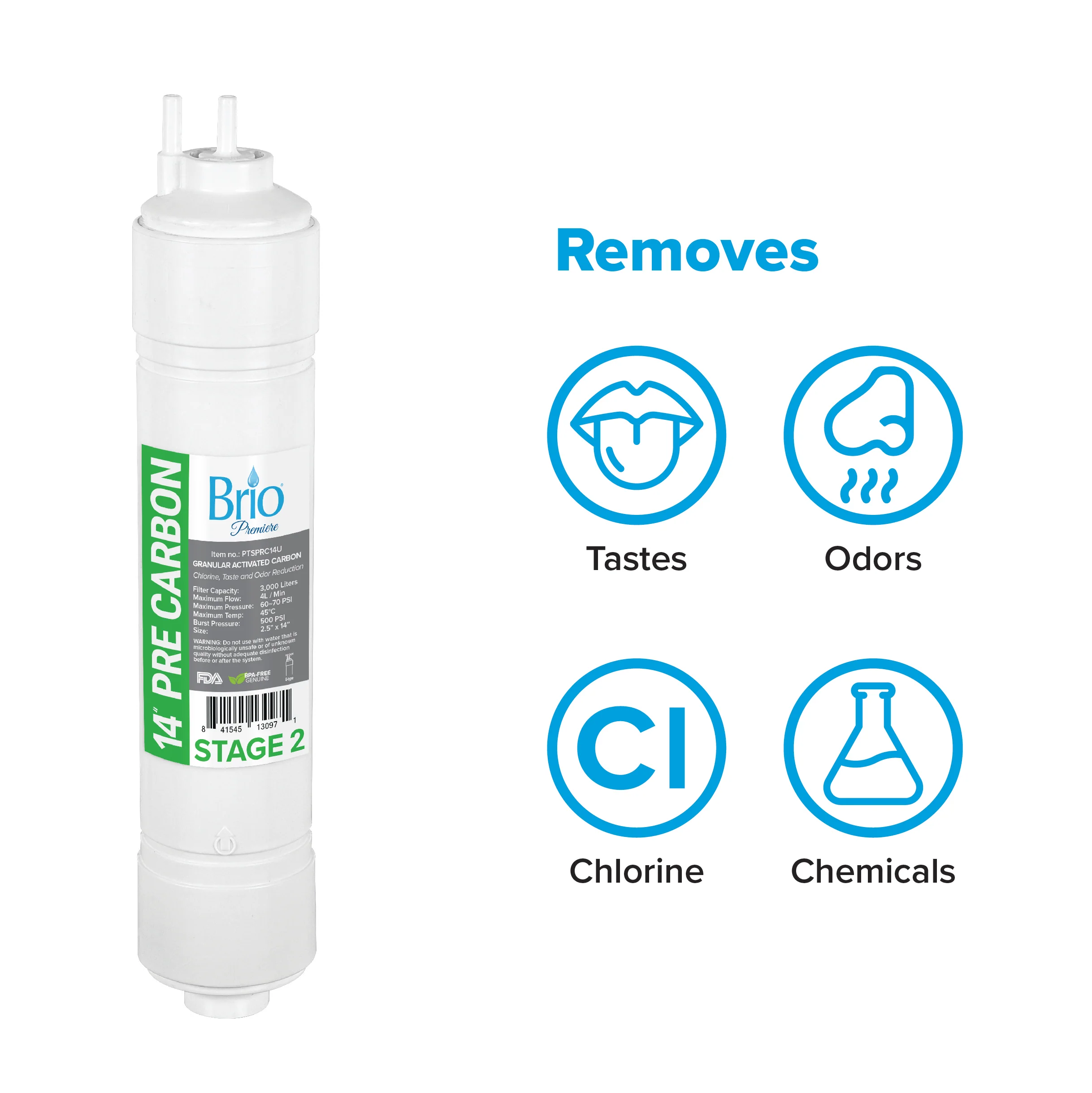Brio U-Type Pre-Carbon Filter, 2.5" x 11" - Image 3