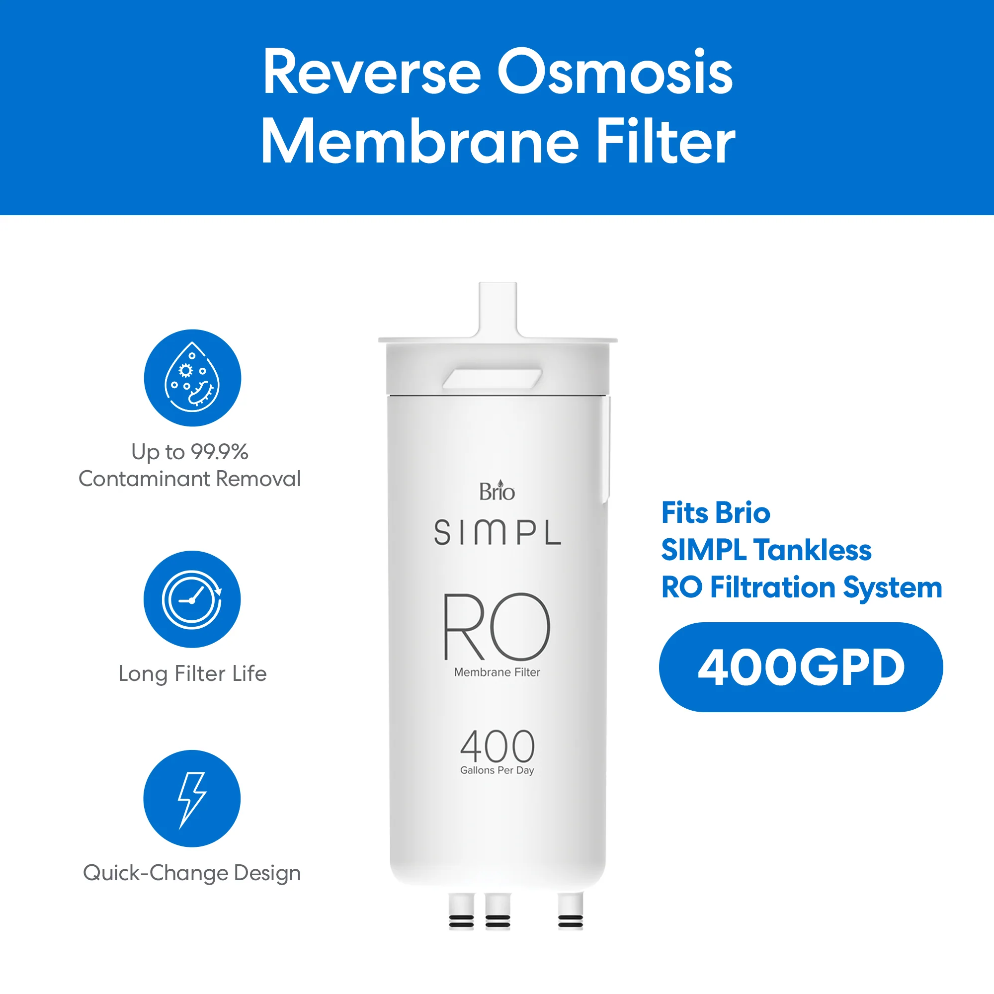 Brio SIMPL Reverse Osmosis Membrane 400GPD - TROM400STD - Image 2