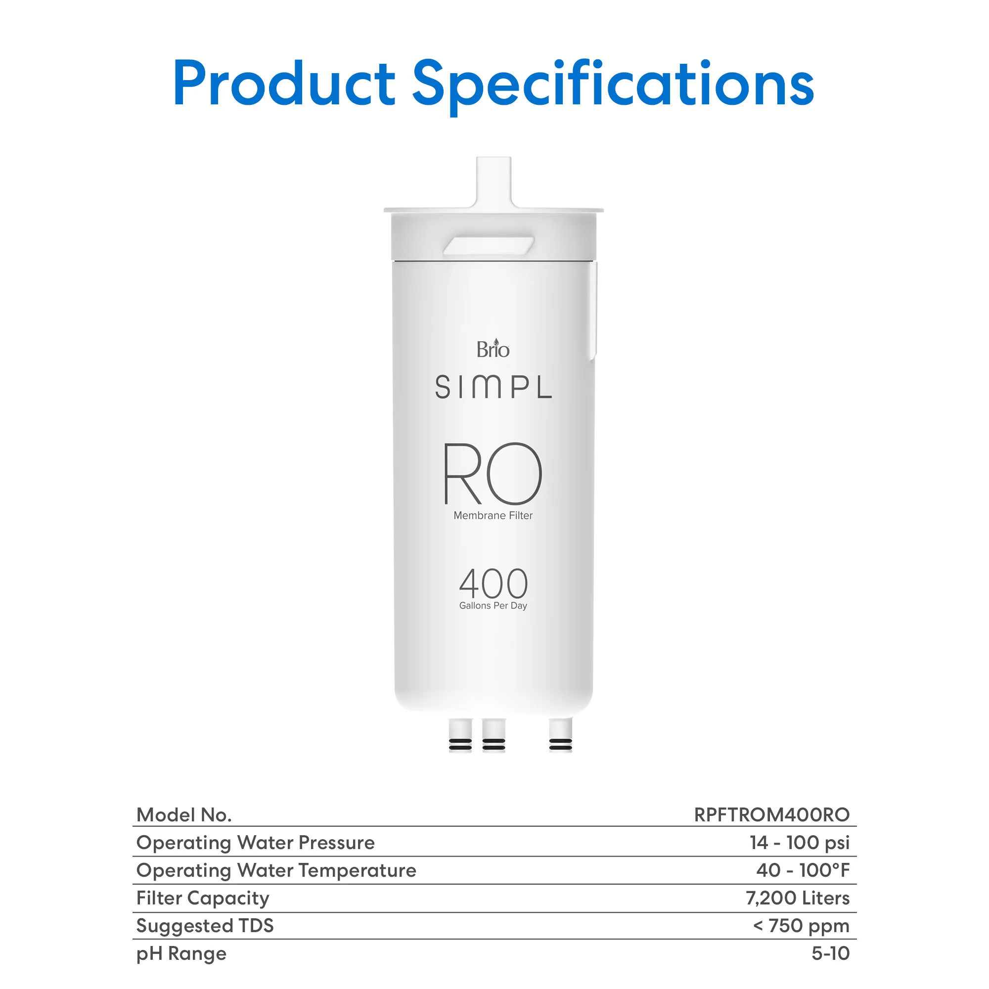 Brio SIMPL Reverse Osmosis Membrane 400GPD - TROM400STD - Image 8