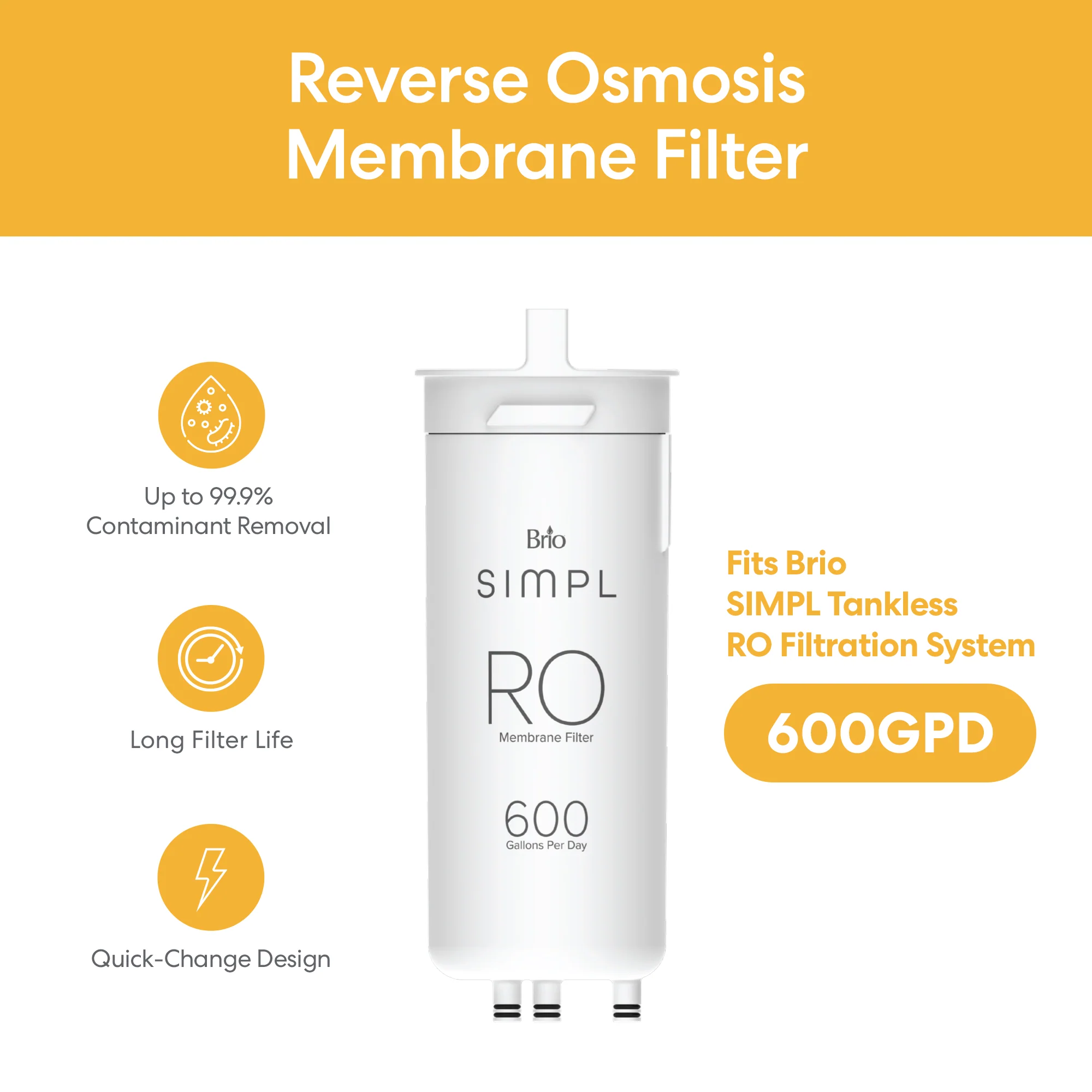 Brio SIMPL Reverse Osmosis Membrane 600GPD - TROM600STD - Image 2