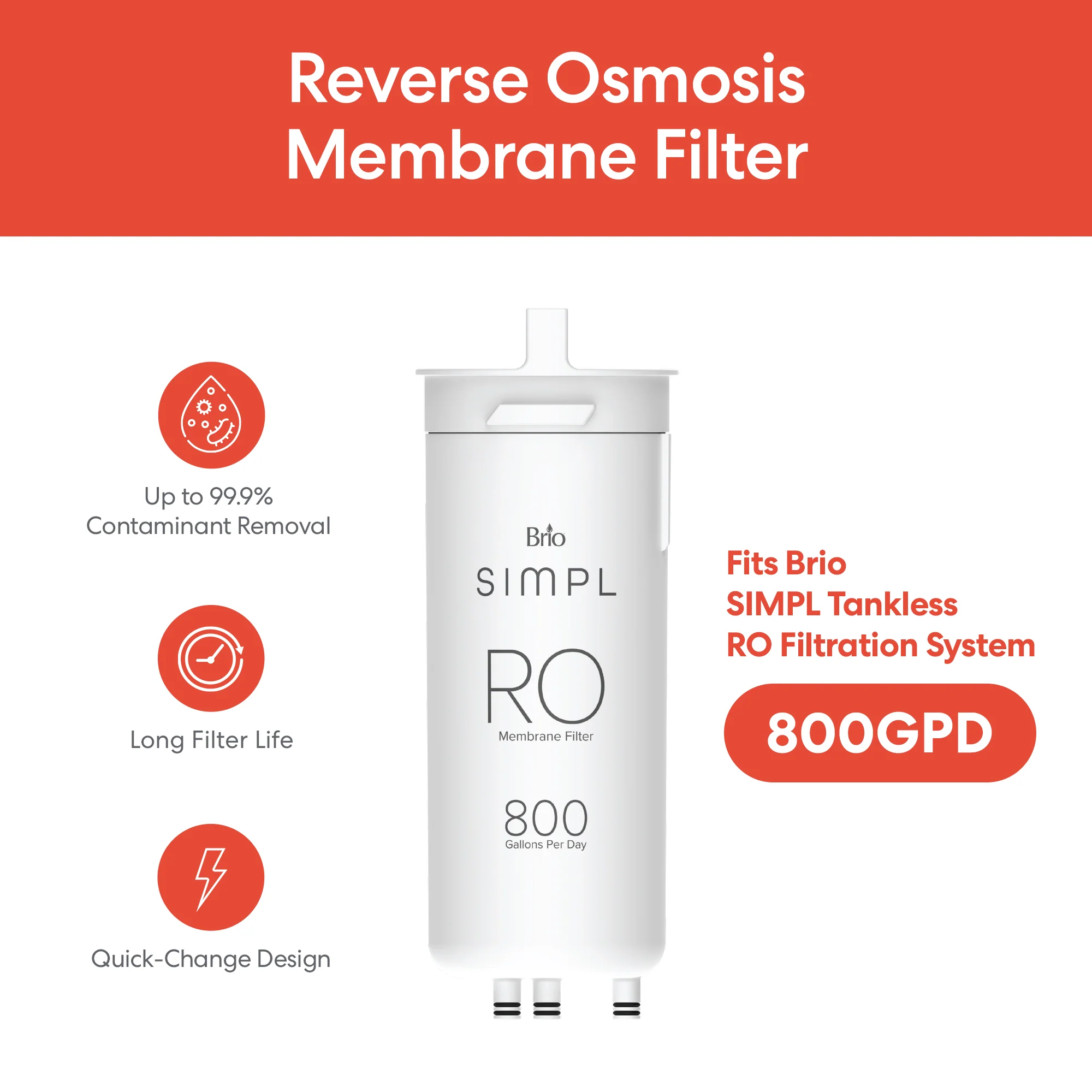 Brio SIMPL Reverse Osmosis Membrane 800GPD - TROM800STD - Image 2