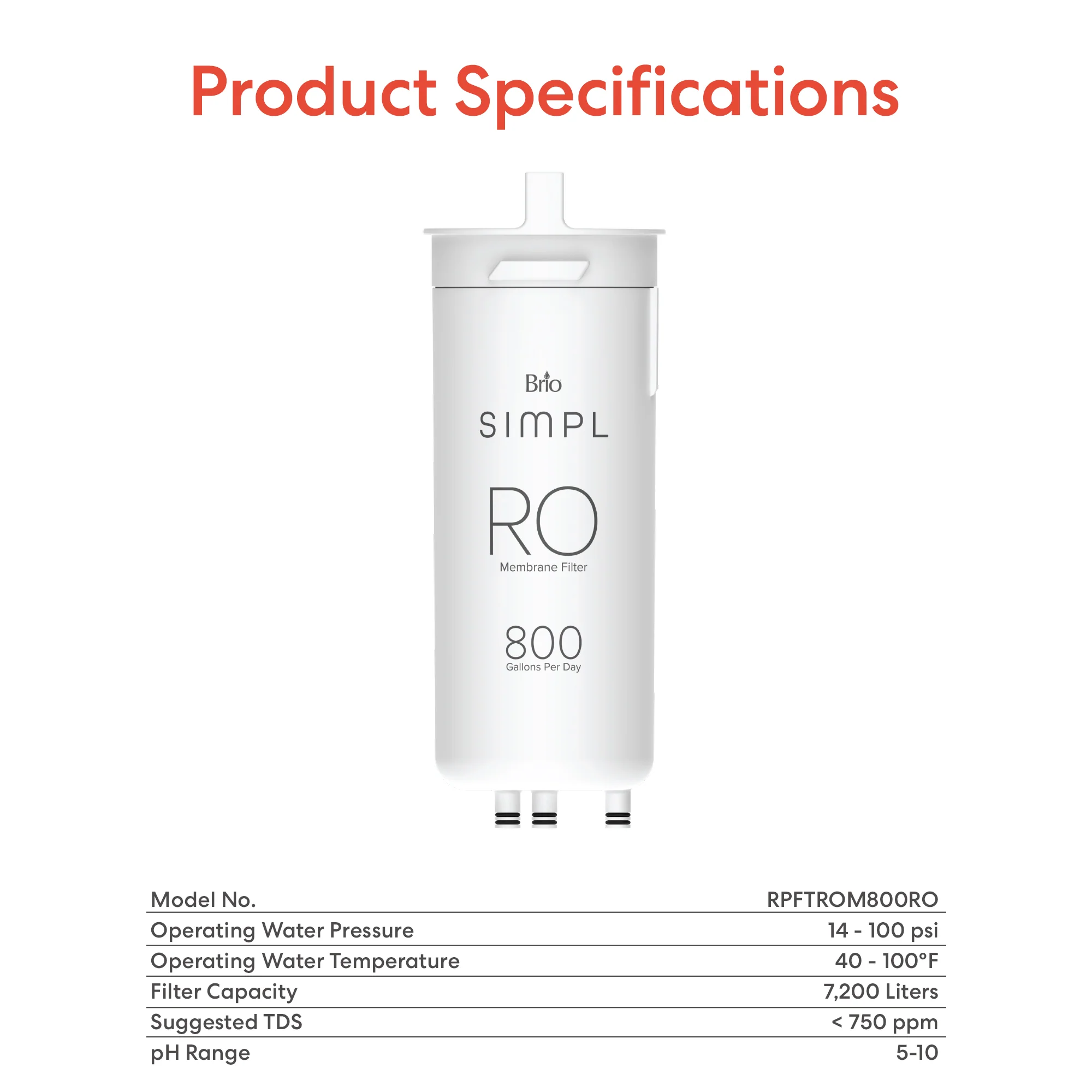 Brio SIMPL Reverse Osmosis Membrane 800GPD - TROM800STD - Image 8