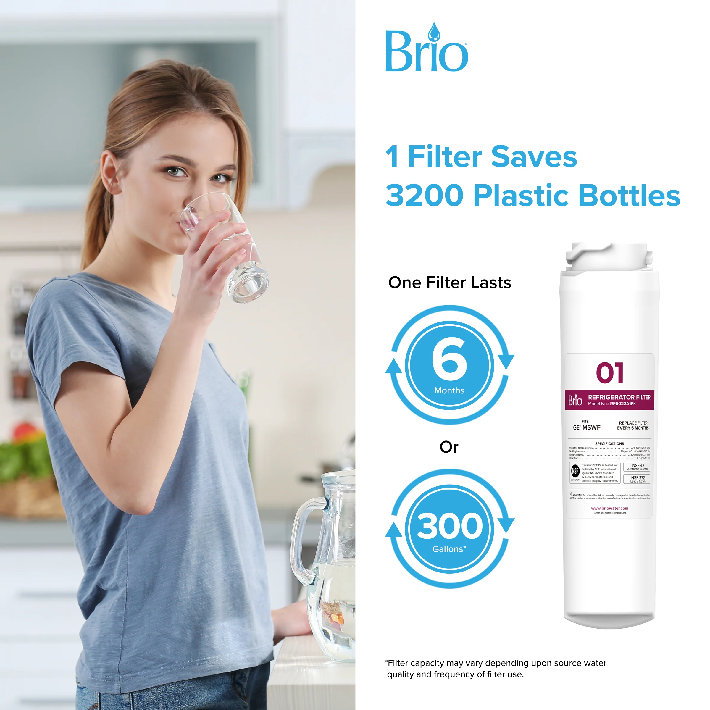 Brio 6022A Refrigerator Filter - GE MSWF, 101820A, 101821B, RWF1500A - Image 7