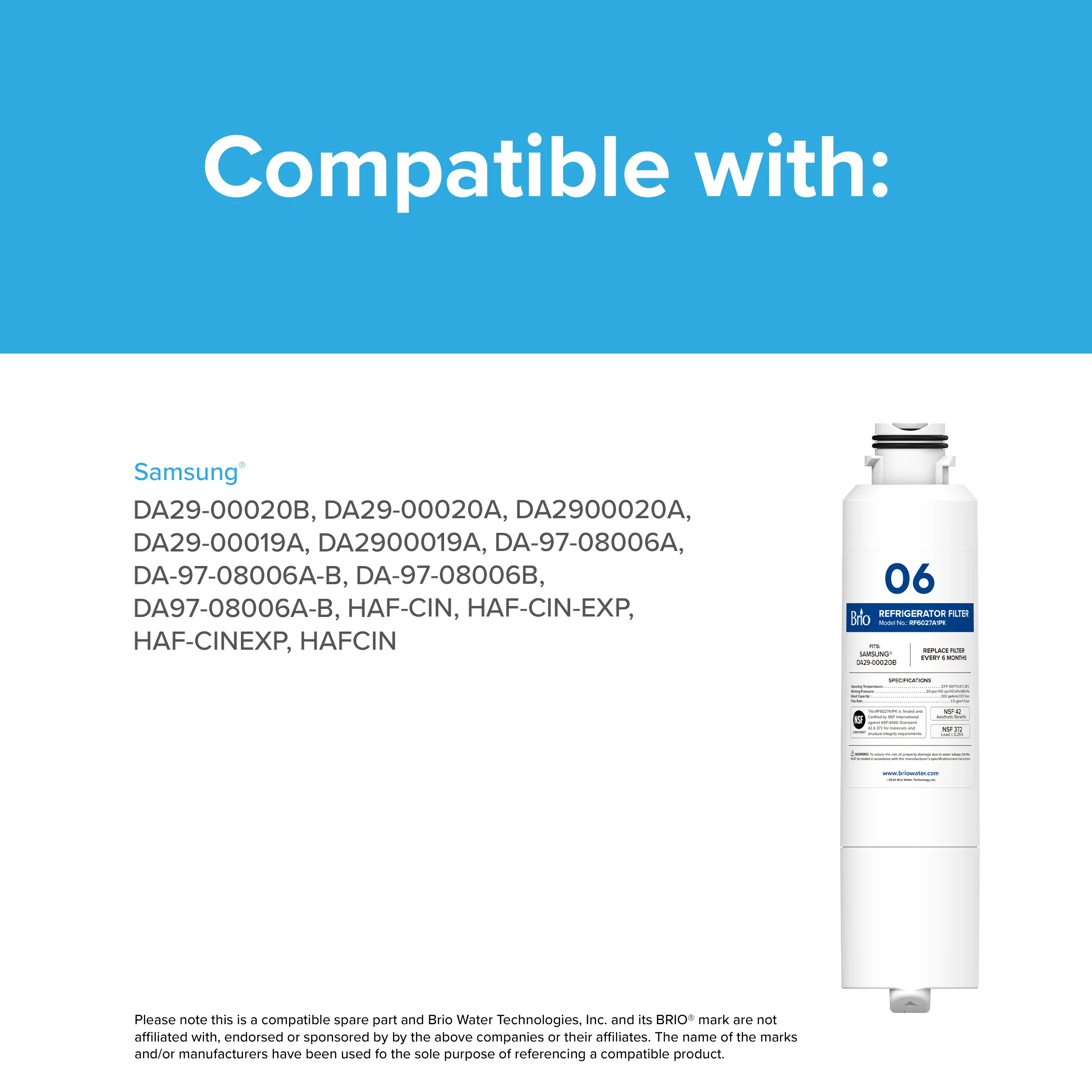 Brio 6027A Refrigerator Filters (3-Pack)  - Samsung DA29-00020B, DA29-0D020A, CA:29000:20A, DA29-000taA - Image 6