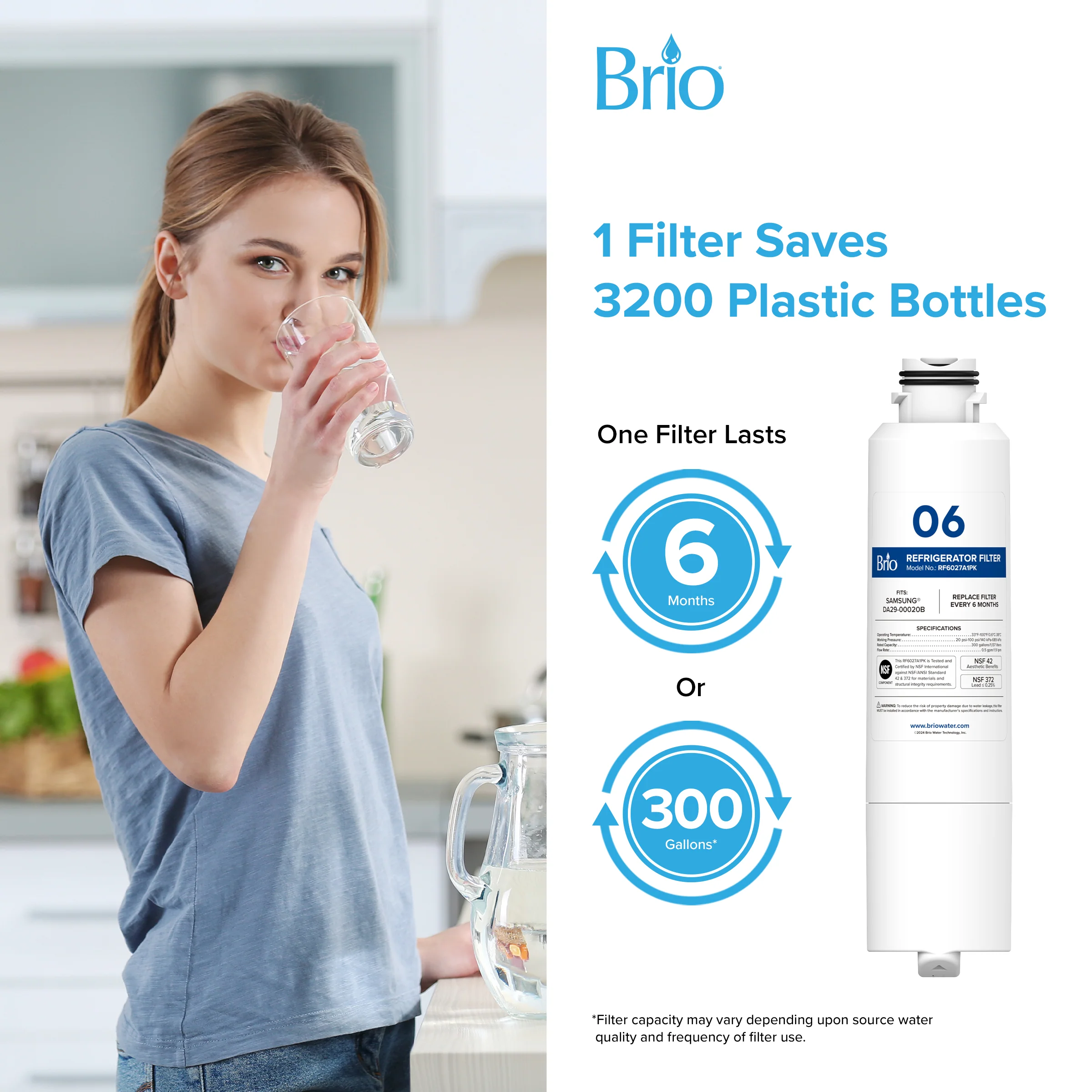 Brio 6027A Refrigerator Filters (3-Pack)  - Samsung DA29-00020B, DA29-0D020A, CA:29000:20A, DA29-000taA - Image 7