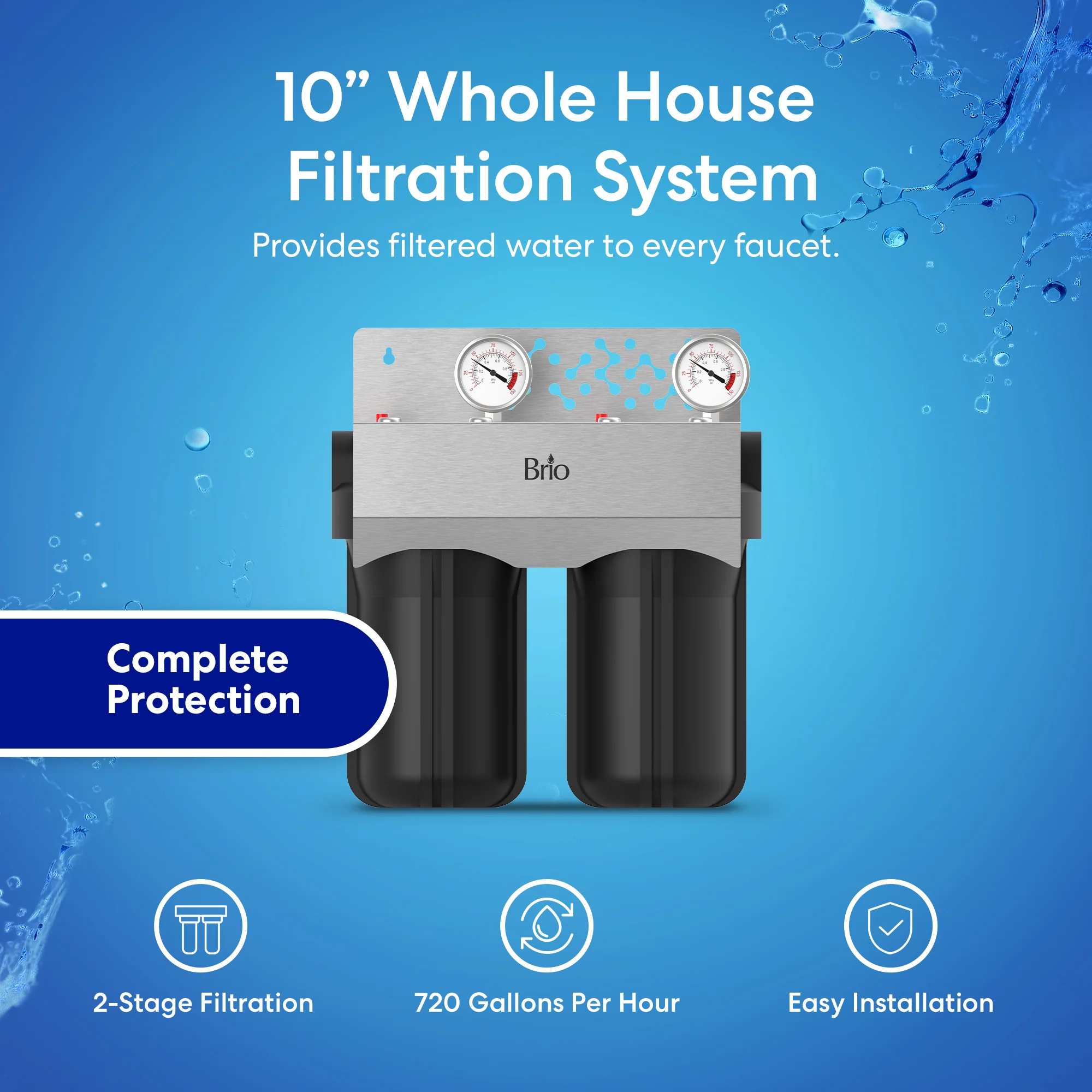 Brio 2-Stage Whole House Filtration System - 10" Multi-Purpose - Image 2