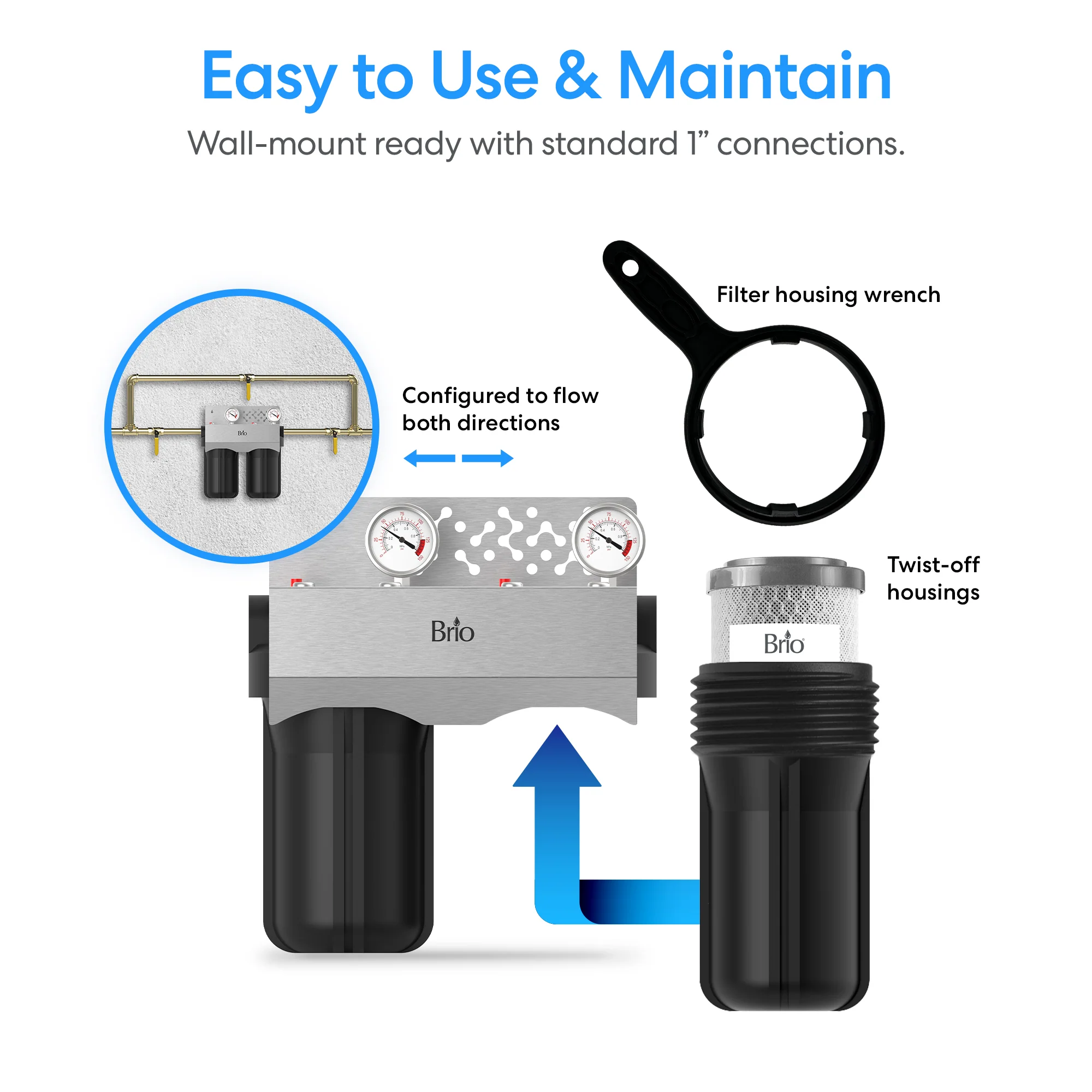 Brio 2-Stage Whole House Filtration System - 10" Multi-Purpose - Image 7