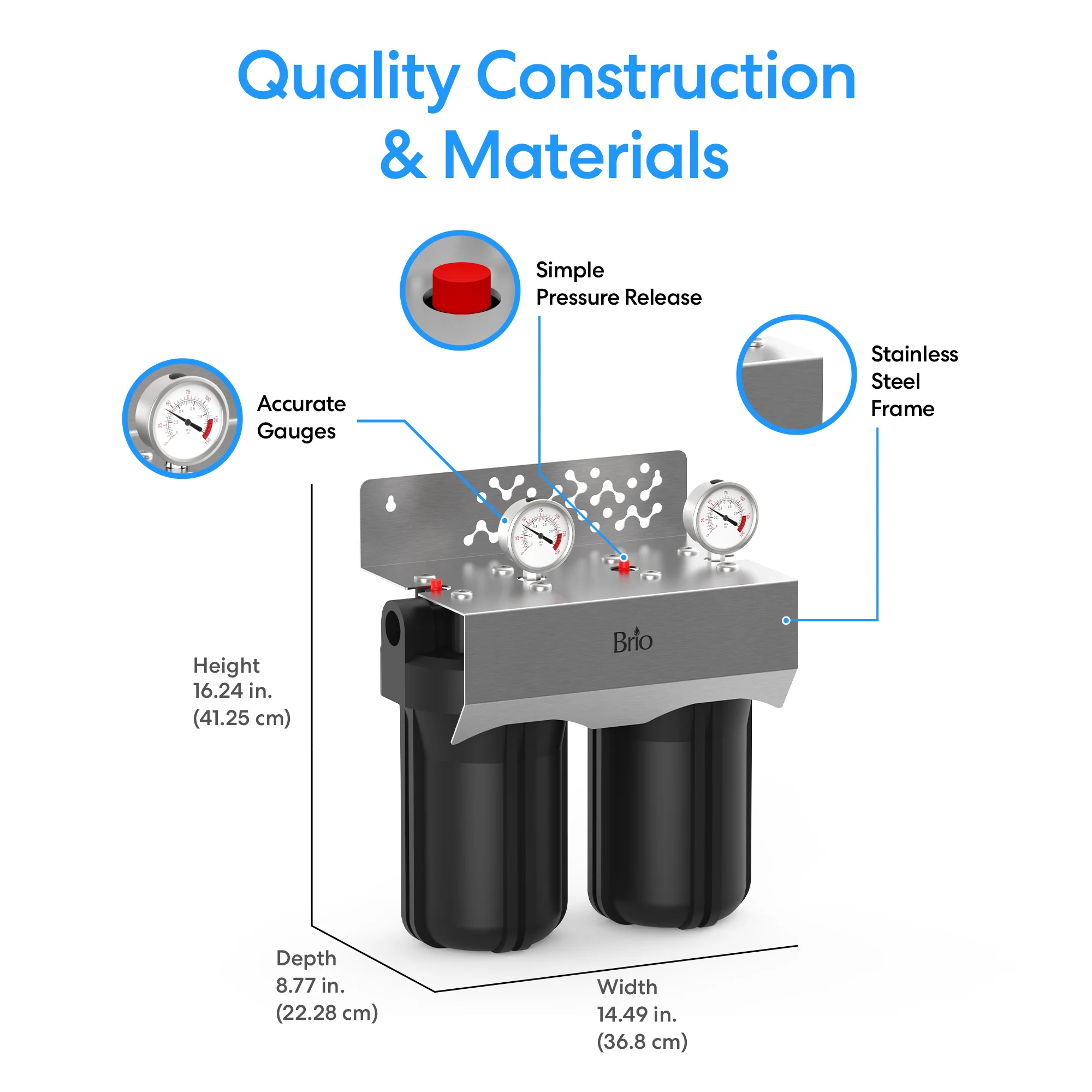Brio 2-Stage Whole House Filtration System - 10" Multi-Purpose - Image 8