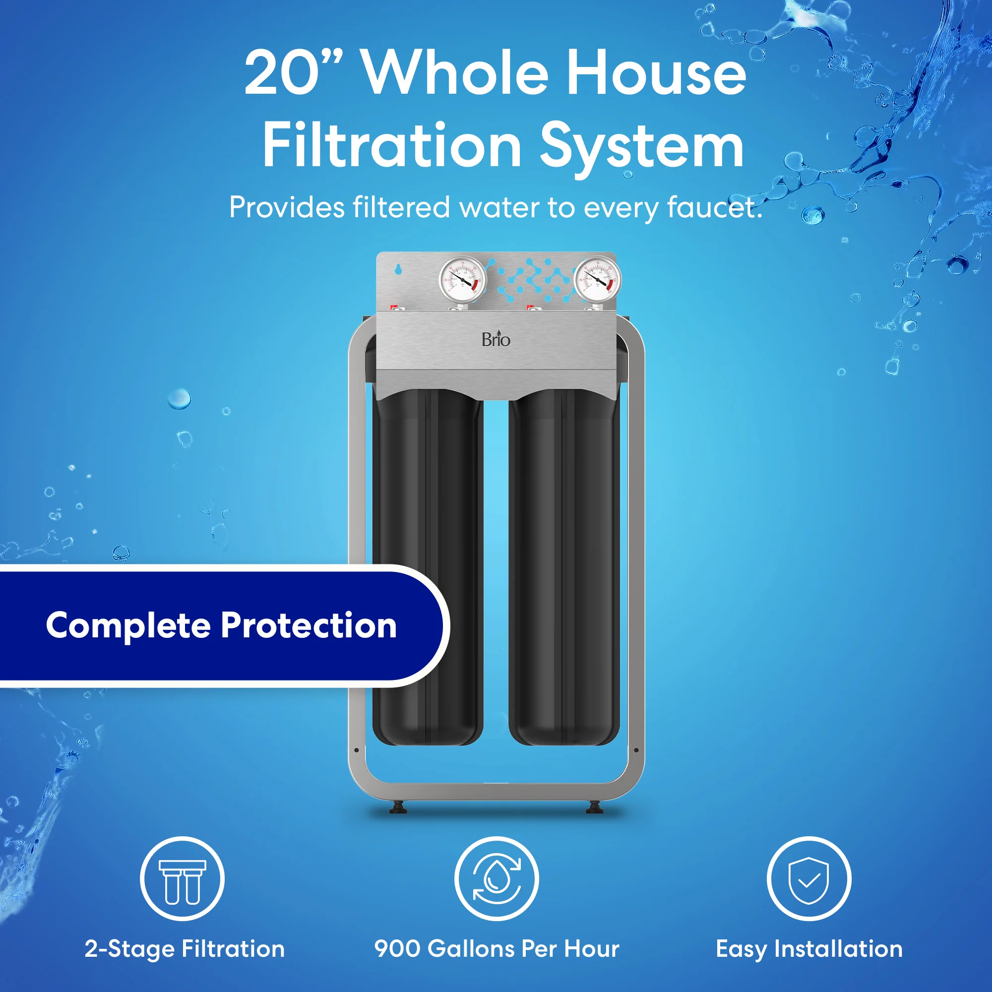 Brio 2-Stage Whole House Filtration System  - 20" Multi-Purpose - Image 2