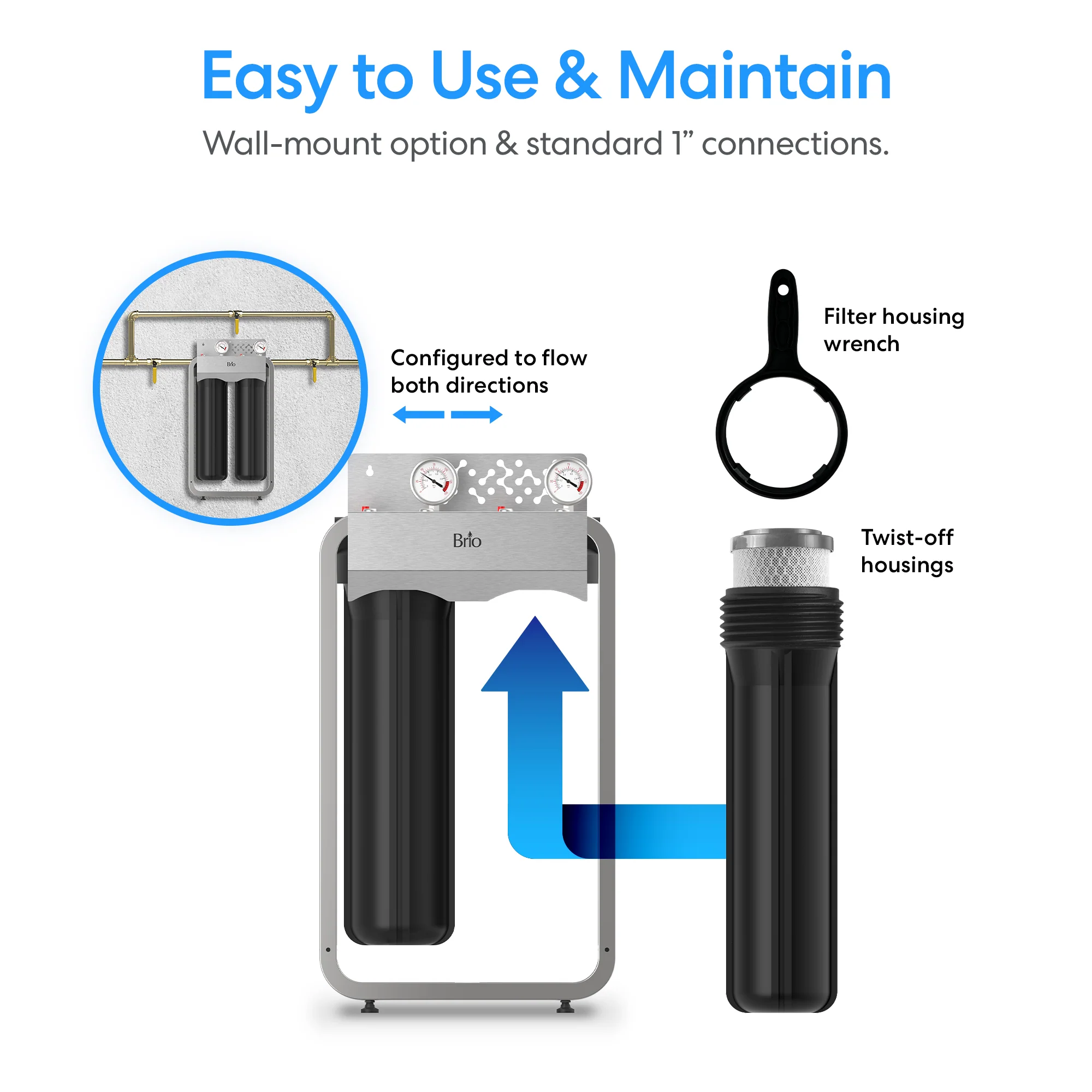 Brio 2-Stage Whole House Filtration System  - 20" Multi-Purpose - Image 7